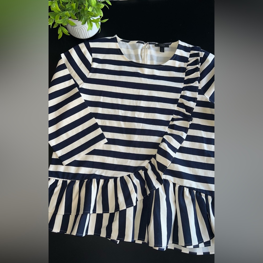 J. Crew Navy and White Striped Top
